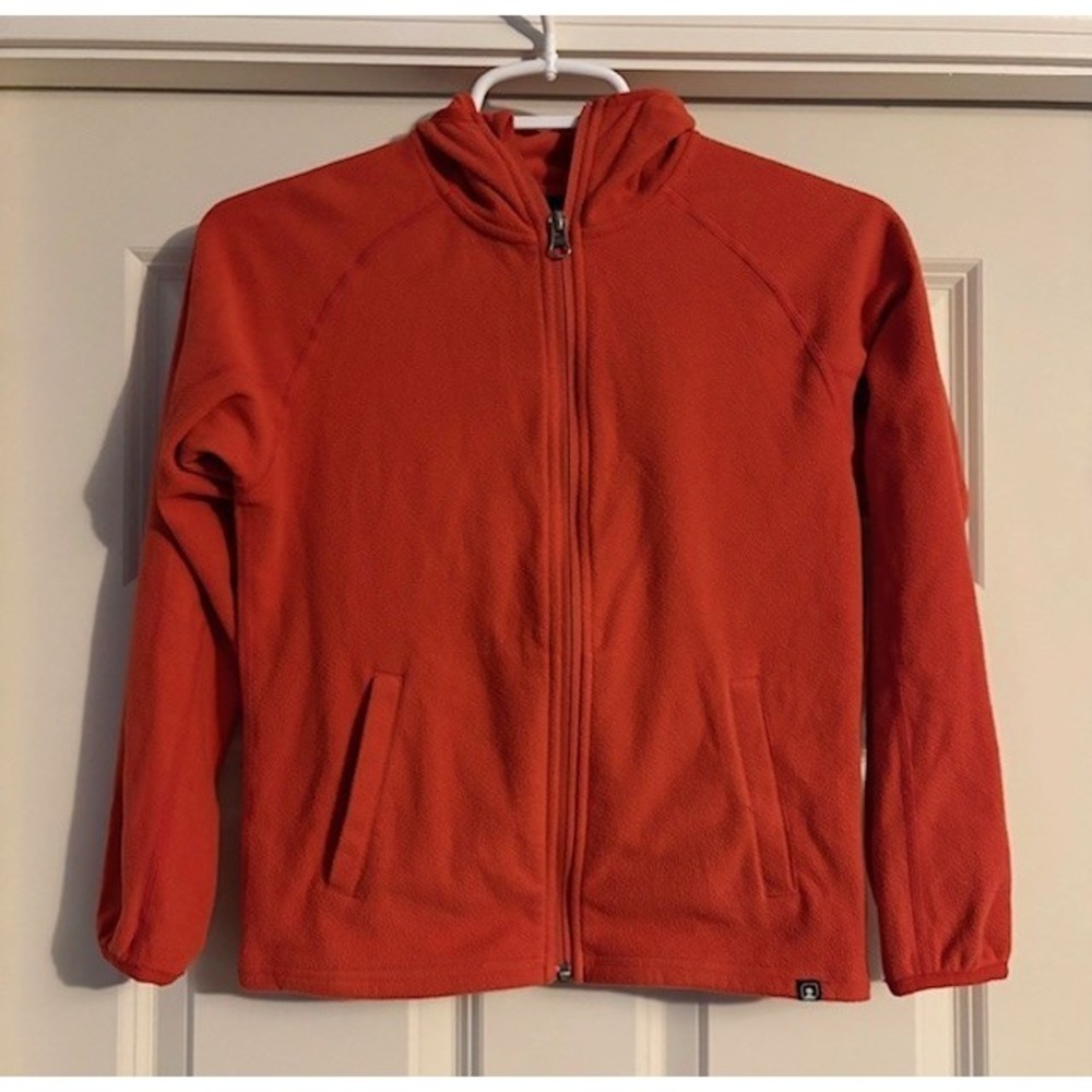 Eastern Mountain Sports orange polartec fleece jacket, kids size small